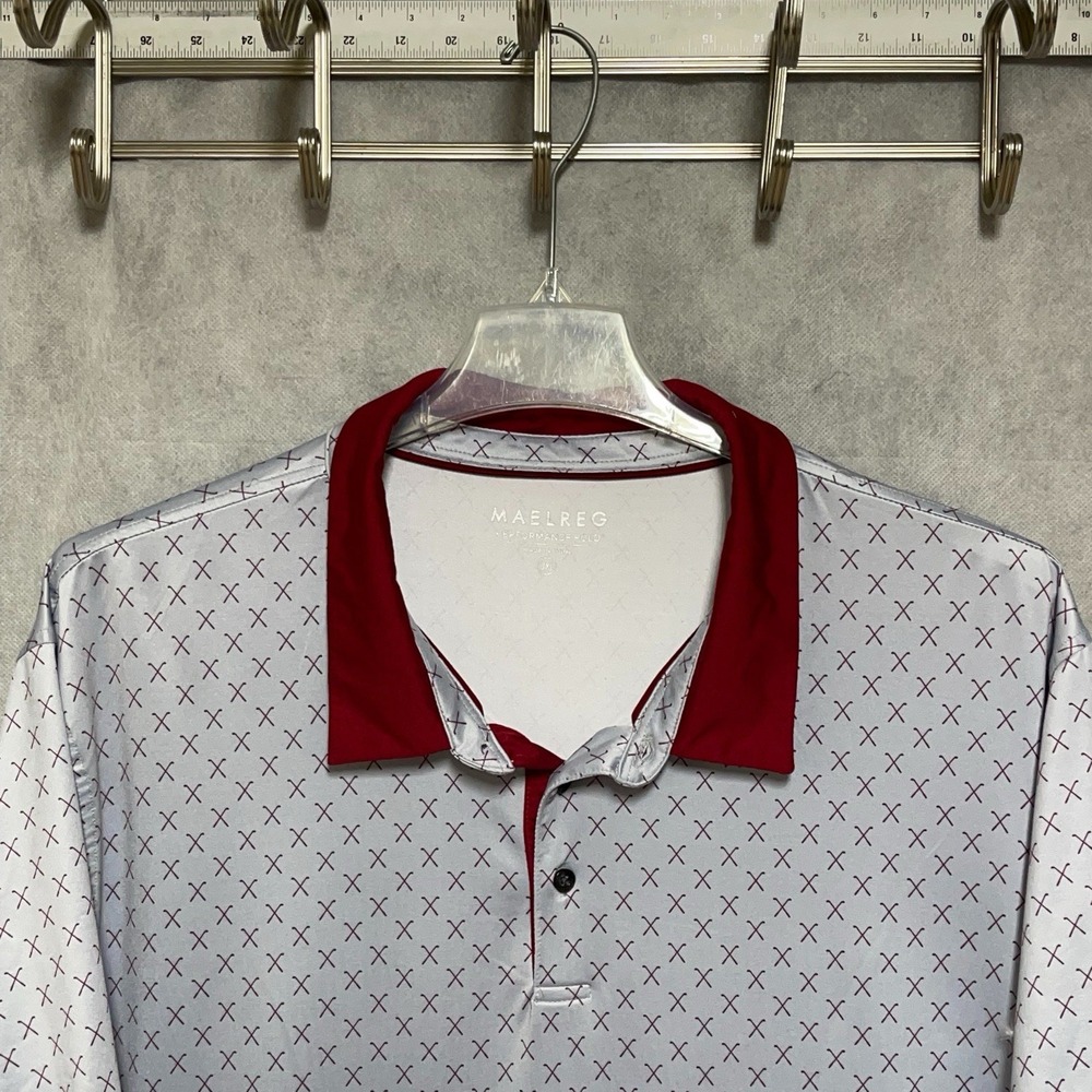 Maelreg Polo Shirt Men 3XL Gray Golf Clubs AOP Geometric Contrast Abstract